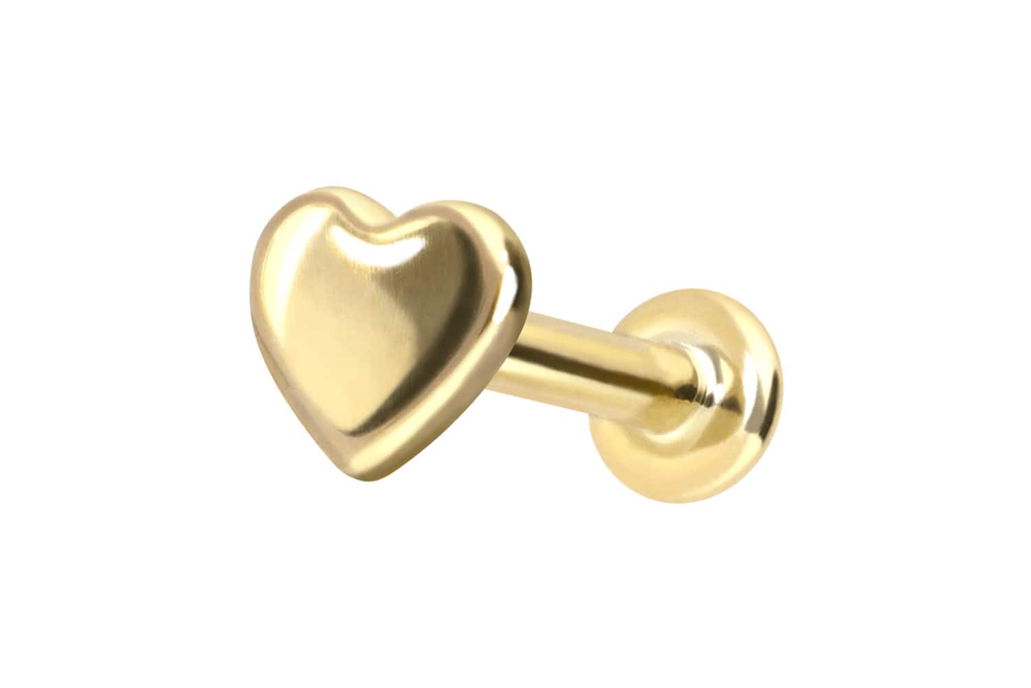 14 Karat Gold Labret mit Innengewinde HERZ